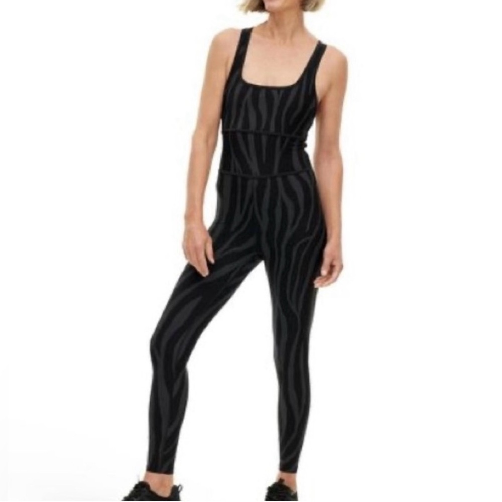 Like new! DVF x Target Black Zebra Racerback workout jumpsuit/unitard